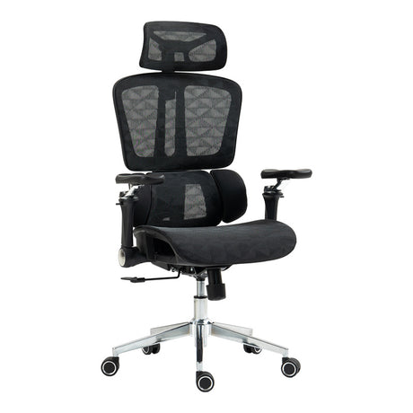 Scaun de birou ergonomic Jeffer, Mesh, Negru, 67x62x115-125 cm