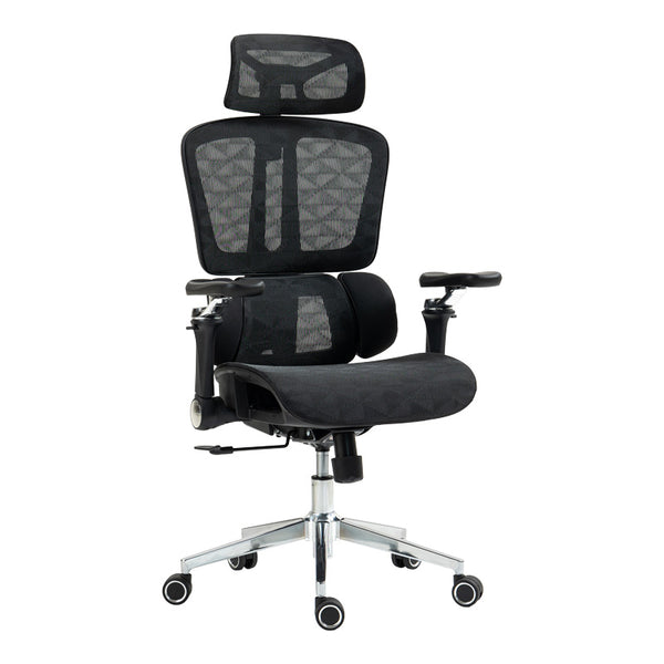 Scaun de birou ergonomic Jeffer, Mesh, Negru, 67x62x115-125 cm