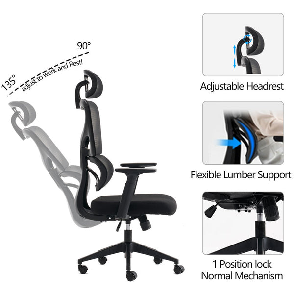 Scaun de birou ergonomic Manager, Mesh, negru, 67x64x120-128 cm