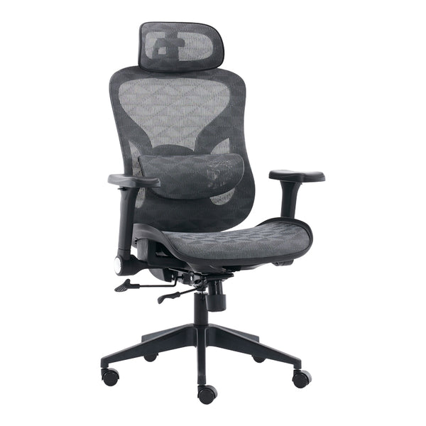 Scaun de birou ergonomic Mesgo, Modern/Metal, Negru-Gri, 68x67x110-136 cm