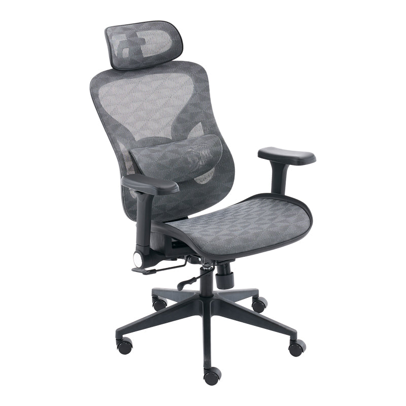 Scaun de birou ergonomic Mesgo, Modern/Metal, Negru-Gri, 68x67x110-136 cm