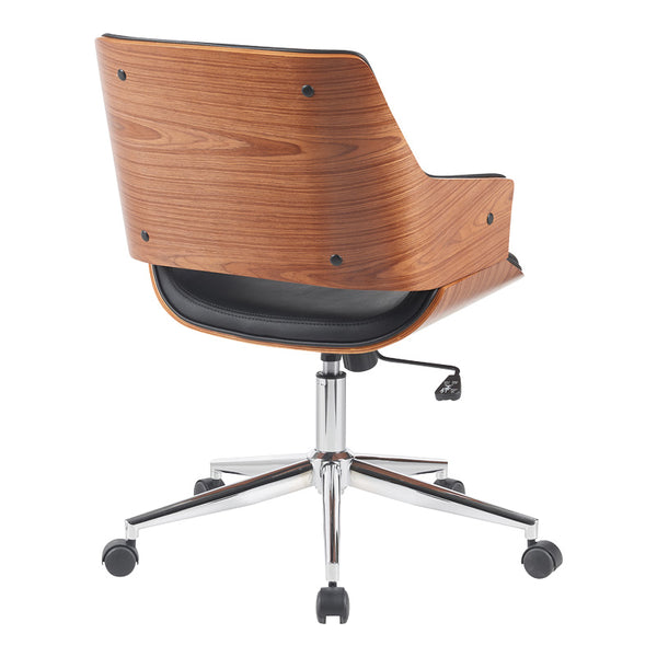 Scaun de birou ergonomic, Negru, Piele ecologica și Baza, cromata, 53x61x79-89 cm