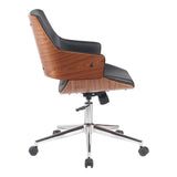 Scaun de birou ergonomic, Negru, Piele ecologica și Baza, cromata, 53x61x79-89 cm