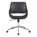 Scaun de birou ergonomic, Negru, Piele ecologica și Baza, cromata, 53x61x79-89 cm, perspectiva suplimentara