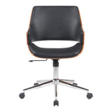 Scaun de birou ergonomic, Negru, Piele ecologica și Baza, cromata, 53x61x79-89 cm