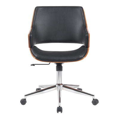 Scaun de birou ergonomic, Negru, Piele ecologica și Baza, cromata, 53x61x79-89 cm, perspectiva suplimentara