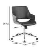 Scaun de birou ergonomic, Negru, Piele ecologica și Baza, cromata, 53x61x79-89 cm