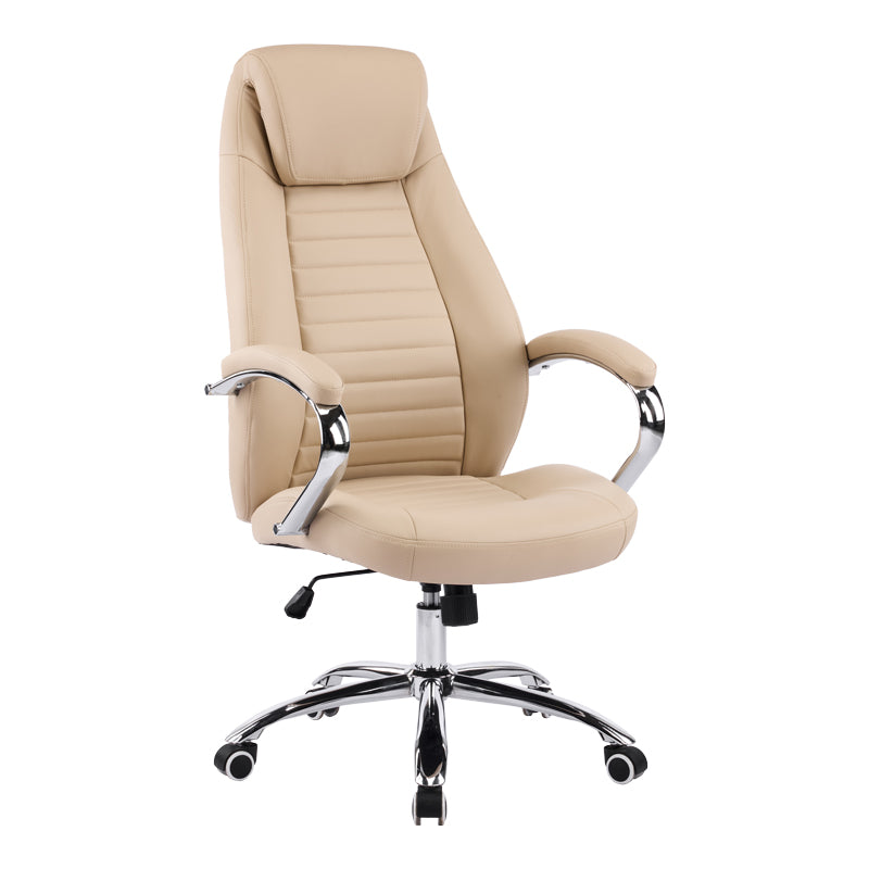 Scaun de birou ergonomic Sonar, Imitatie Piele, Bej, 61x57x120-128 cm
