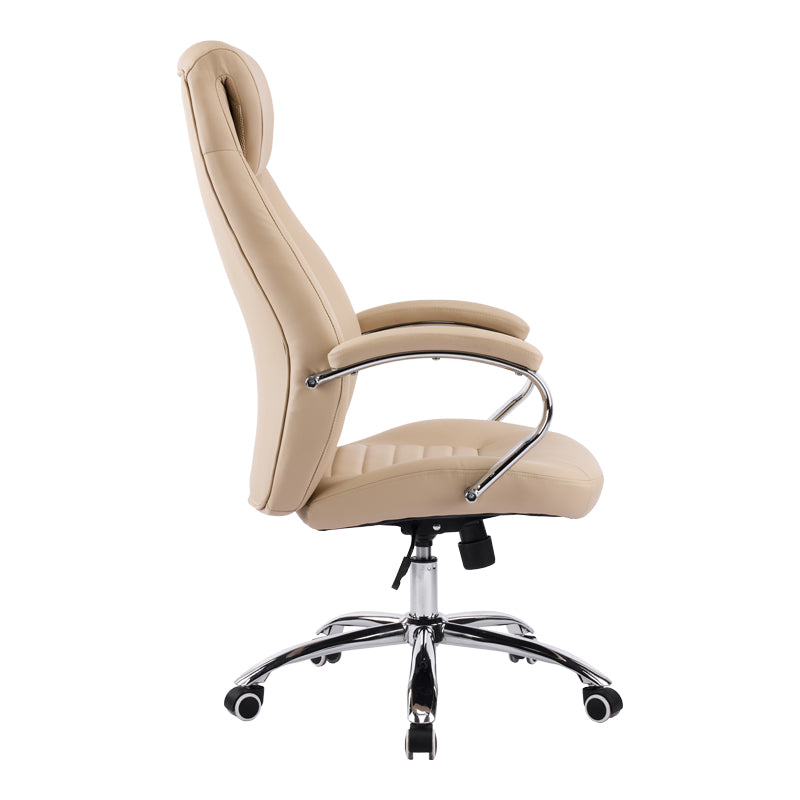 Scaun de birou ergonomic Sonar, Imitatie Piele, Bej, 61x57x120-128 cm