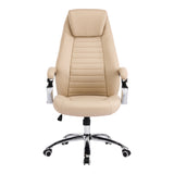 Scaun de birou ergonomic Sonar, Imitatie Piele, Bej, 61x57x120-128 cm