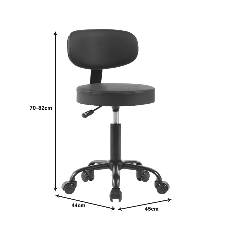 Scaun de birou Mafeshi cu rotile din piele ecologica pe, neagra, 45x44x70-82 cm
