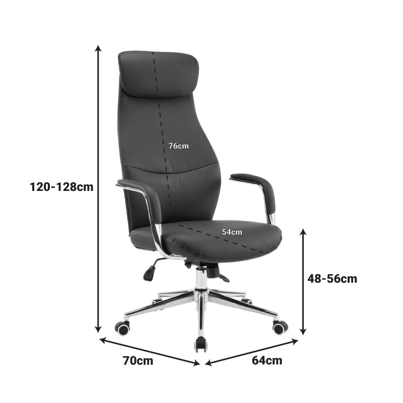 Scaun de birou managerial Ferka, piele PU, 64x71x128 cm - Bej