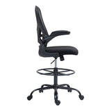 Scaun de birou manager Derzio din plasa, neagra, 62x53x131 cm