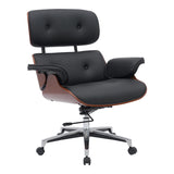 Scaun de birou manager Kobane baza neagra pu-crom, 84x75x114 cm