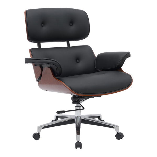 Scaun de birou manager Kobane baza neagra pu-crom, 84x75x114 cm