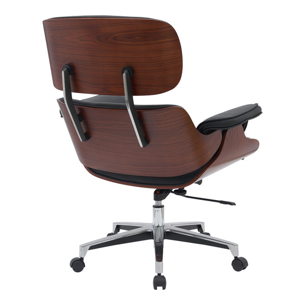 Scaun de birou manager Kobane baza neagra pu-crom, 84x75x114 cm