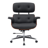 Scaun de birou manager Kobane baza neagra pu-crom, 84x75x114 cm, perspectiva suplimentara