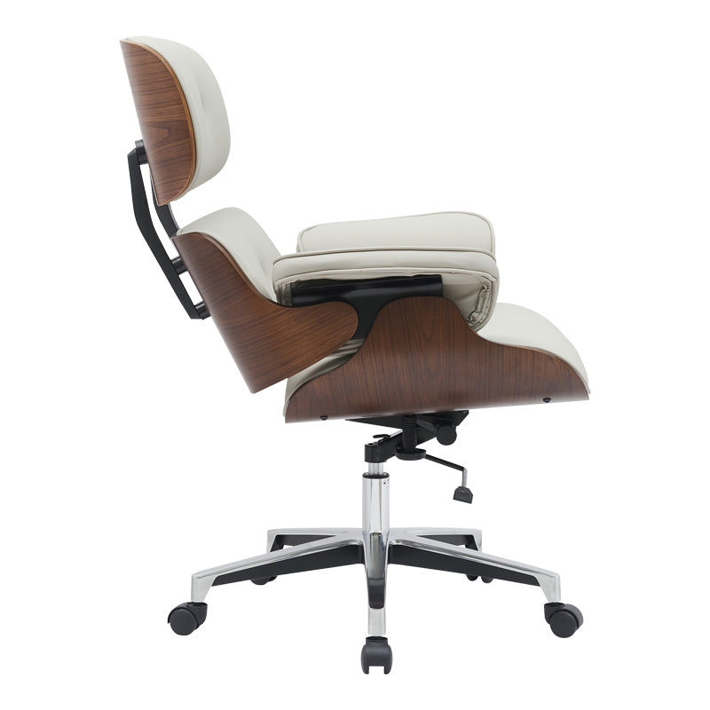 Scaun de birou manager Kobane bej baza pu-crom, 84x75x114 cm, detaliu produs
