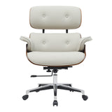 Scaun de birou manager Kobane bej baza pu-crom, 84x75x114 cm