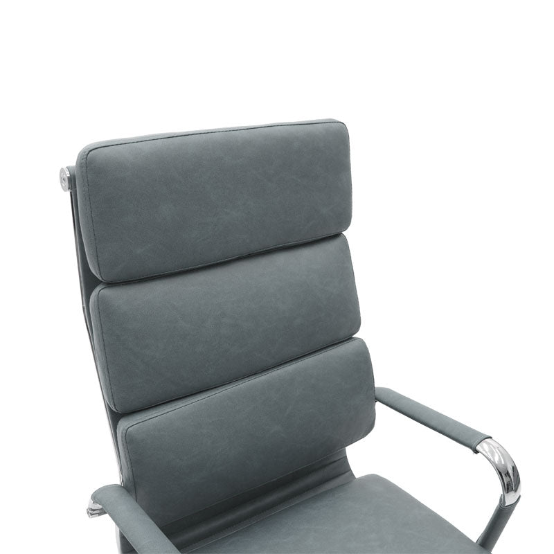 Scaun de birou manager Tokyo cu antica Gri pu, 55x63x118 cm
