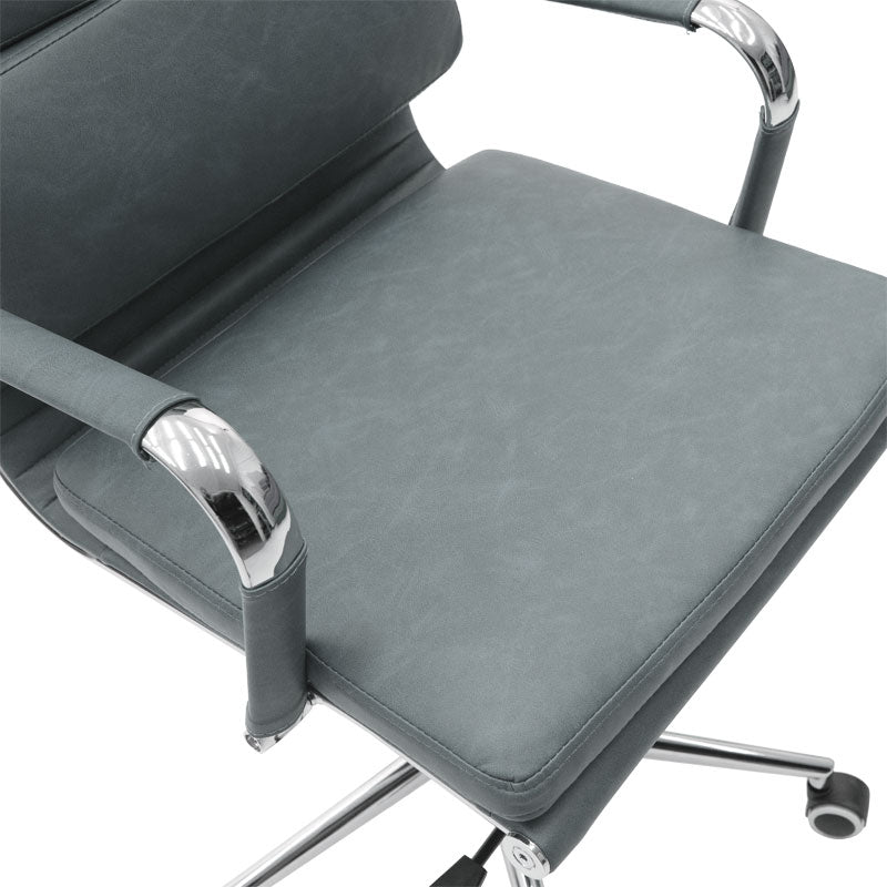 Scaun de birou manager Tokyo cu antica Gri pu, 55x63x118 cm
