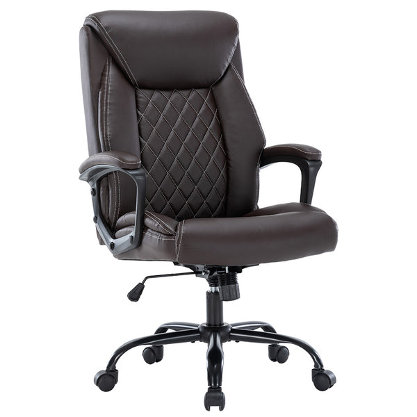 Scaun de birou manager Victory piele ecologica, negru - maro, 65x73x118 cm