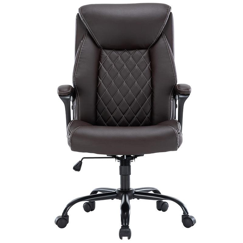 Scaun de birou manager Victory piele ecologica, negru - maro, 65x73x118 cm - Maro