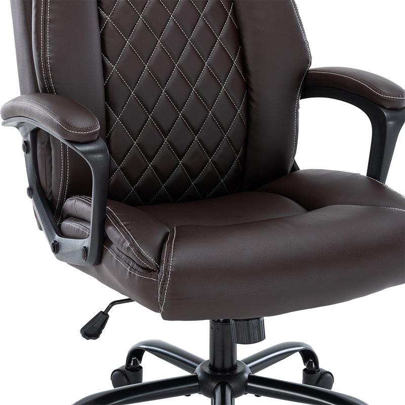 Scaun de birou manager Victory piele ecologica, negru - maro, 65x73x118 cm - Maro