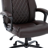 Scaun de birou manager Victory piele ecologica, negru - maro, 65x73x118 cm - Maro