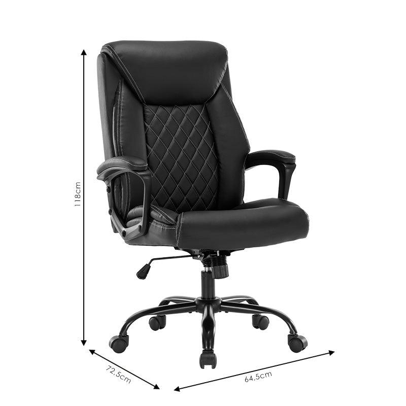 Scaun de birou manager Victory piele ecologica, negru - maro, 65x73x118 cm - Negru
