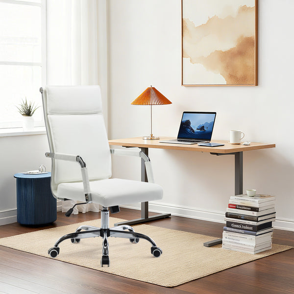 Scaun de birou managerial cu funcție ajustabilă Mavel, Albă, 55x62x100-110 cm