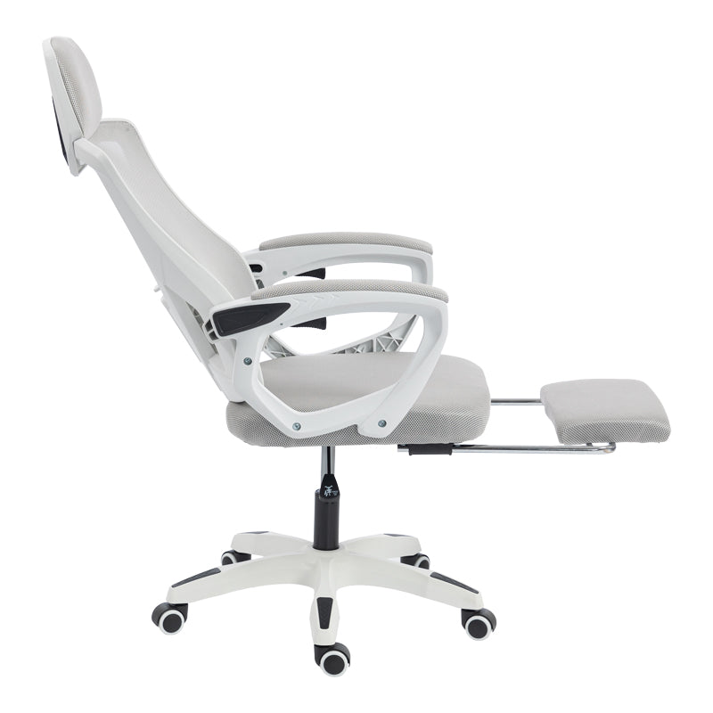 Scaun de birou managerial Meton, 48x60x128 cm - Alb-Gri
