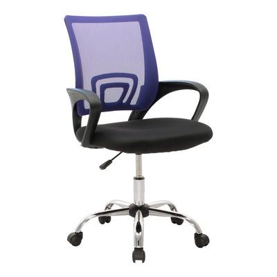 Scaun de birou recliner Berto II, Mesh Albastru-Negru, Baza Cromata, 60x48x85-95cm