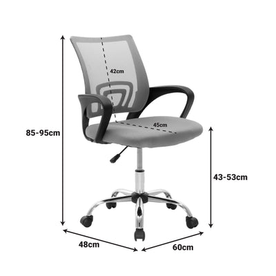 Scaun de birou recliner Berto II, Mesh Albastru-Negru, Baza, Cromata, 60x48x85-95 cm, foto produs 9