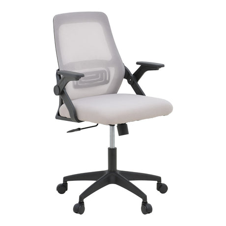 Scaun de birou Reji cu tesatura din plasa gri-bej si rama, neagra, 58x60x89-99 cm