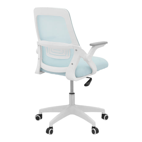 Scaun de birou Reji din plasa de albastru deschis -cadru, alb, 58x60x89-99 cm