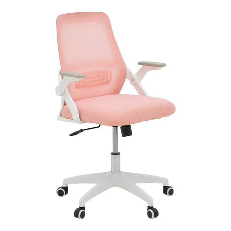 Scaun de birou Reji plasa roz-rama, Alb, 58x60x89-99 cm