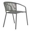 Scaun de brat din metal-ratan stivuibil Lindaria, Gri inchis, 54x63x74 cm, imagine suplimentara