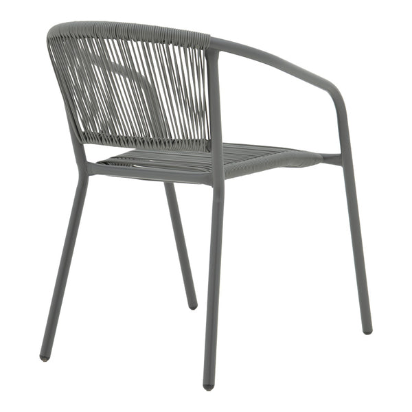 Scaun de brat din metal-ratan stivuibil Lindaria, Gri inchis, 54x63x74 cm