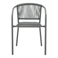 Scaun de brat din metal-ratan stivuibil Lindaria, Gri inchis, 54x63x74 cm, perspectiva suplimentara