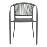 Scaun de brat din metal-ratan stivuibil Lindaria, Gri inchis, 54x63x74 cm