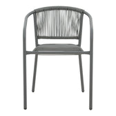 Scaun de brat din metal-ratan stivuibil Lindaria, Gri inchis, 54x63x74 cm, perspectiva suplimentara
