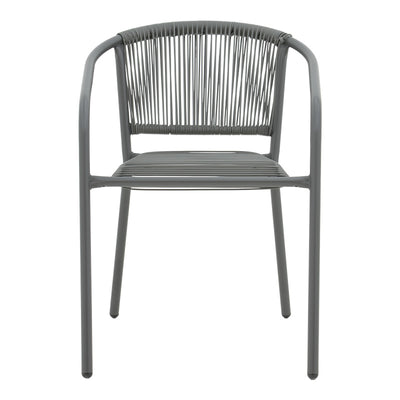 Scaun de brat din metal-ratan stivuibil Lindaria, Gri inchis, 54x63x74 cm, perspectiva suplimentara