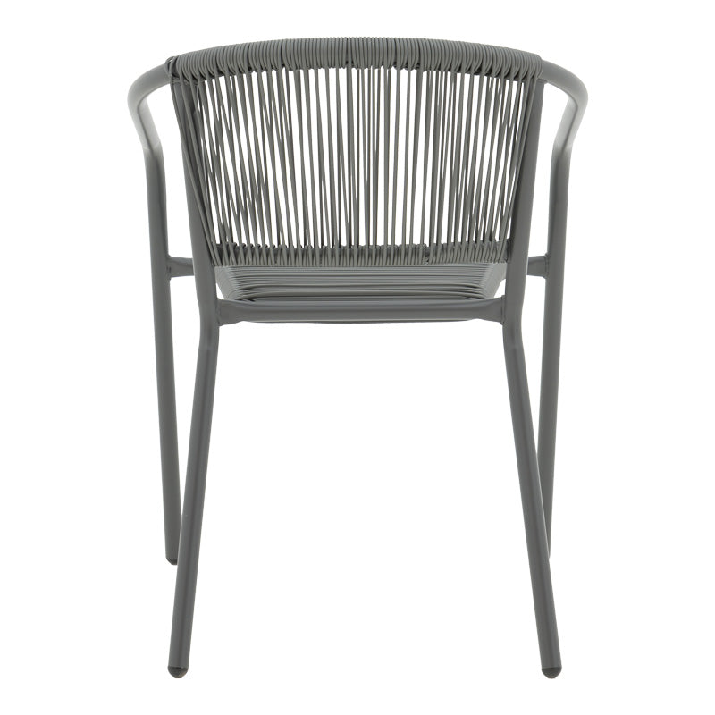 Scaun de brat din metal-ratan stivuibil Lindaria, Gri inchis, 54x63x74 cm