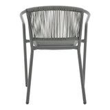 Scaun de brat din metal-ratan stivuibil Lindaria, Gri inchis, 54x63x74 cm
