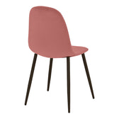 Scaun de dining Bella cu funcție confortabilă, Stil Modern, Velvet, Cadru metalic negru, 43.5x52x89cm, 43.5x52x89 cm, Negru-Roz, vedere frontală, metal, stofă, catifea, pentru living sau bucătărie