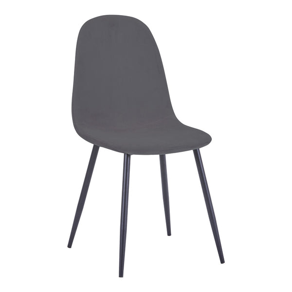 Scaun de dining Bella din catifea gri inchis metal, negru, 43x52x89 cm