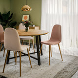 Scaun de dining Bella din catifea gri inchis metal, negru, 43x52x89 cm - Bej