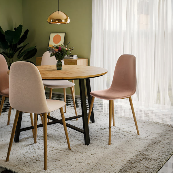 Scaun de dining Bella din catifeamar putred, Natural, 43x52x89 cm