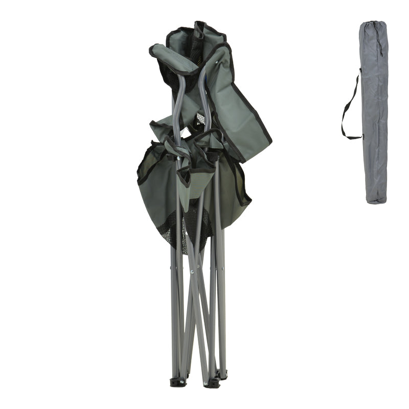Scaun de exterior Pesca, metal si material impermeabil, 55x55x95 cm - Gri